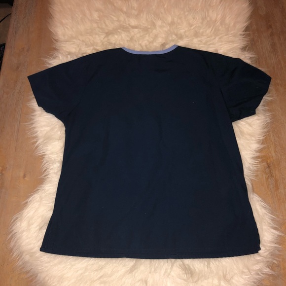 Dickies navy blue and sky blue scrub top - Picture 4 of 5